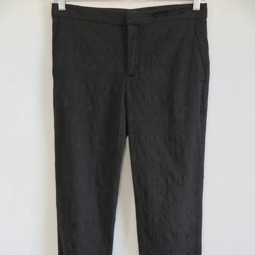 ZARA WOMAN Black Textured Viscose Blend Tapered Zip-Ankle Pants Size M